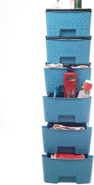 Nejadhari Modular Drawer Storage Organizer | Easy-to-Clean Books Organizer for Kids Room PP Collapsible Wardrobe