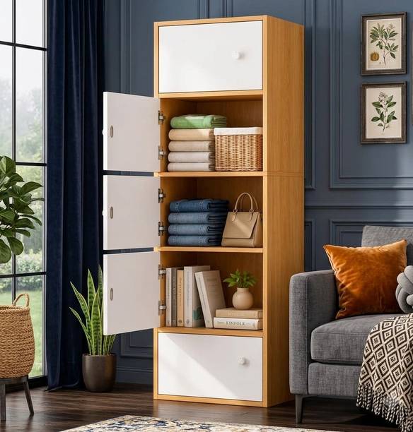 Flipkart Perfect Homes Studio 5-Shelf Closet Engineered Wood Collapsible Cupboard, Storage Cabinet, Almirah MDF Collapsible Wardrobe