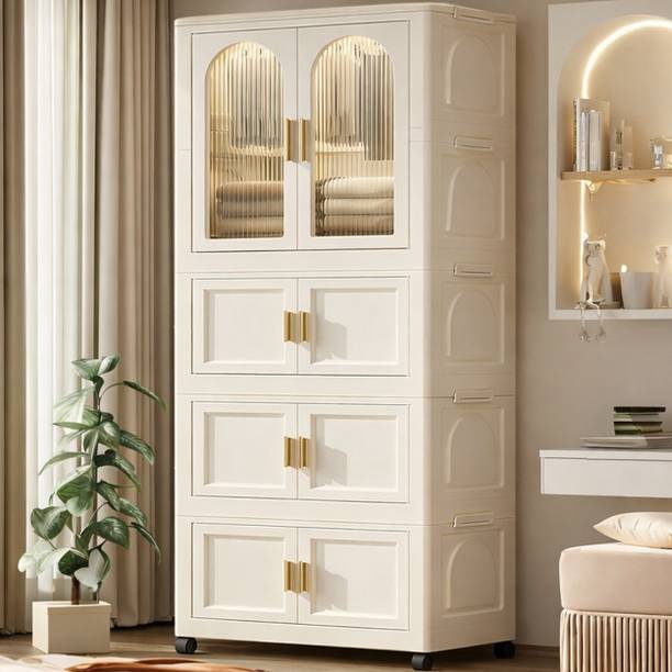 Sasimo 1-Wardrobe 8-Door 4-Shelf Plastic foldable Cupboard PC Collapsible Wardrobe
