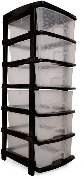 ASHLAS 6 Plastic Modular Drawer System for Home, Office, Free Standing Chest of Drawers PP Collapsible Wardrobe