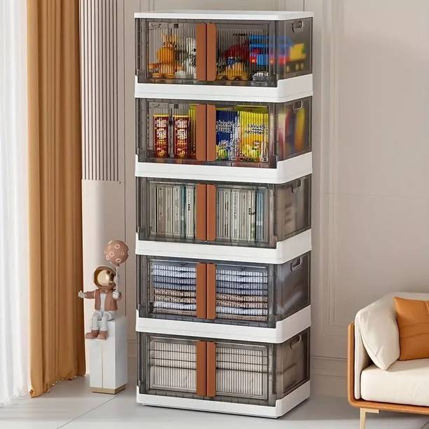 SEASONS 5-Door 5-Shelf Plastic kids Collapsible Cupboard PC Collapsible Wardrobe