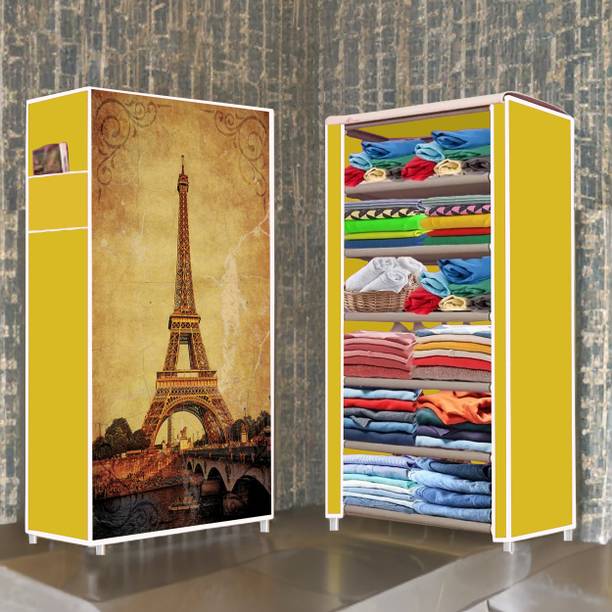 Zofiy 6 Shelf Eiffel Tower Printed PP Collapsible Wardrobe