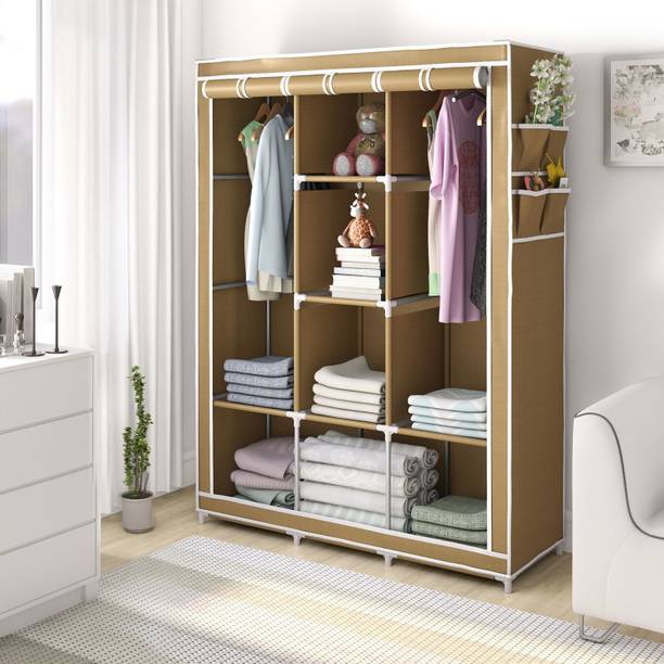 Flipkart Perfect Homes Studio 3 Door 8 Shelf Carbon Steel Collapsible Wardrobe
