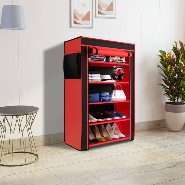 Flipkart Perfect Homes plastic pipes & 5 shelf covered Plastic Collapsible Shoe Stand