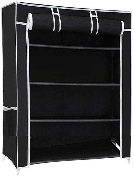 DecorDestiny 4 Layer With Rust Proof Pvc Pipe Shoe Rack In Black Color, 28X60X75 Cm Plastic Collapsible Shoe Stand