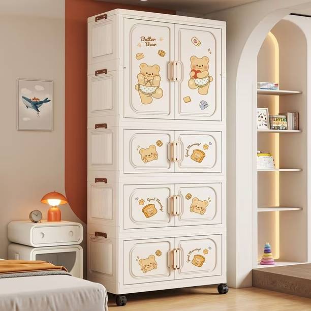 Sasimo 1-Wardrobe 8-Door 4-Shelf Plastic foldable Cupboard PC Collapsible Wardrobe