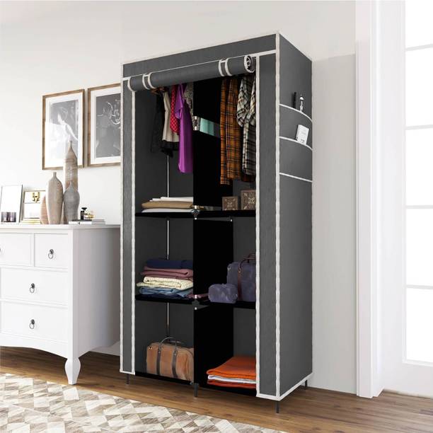 MS MODSTYLE Portable Almirah Foldable closet for Clothes 6 Shelves , 1 Side Pocket (7800-3) PP Collapsible Wardrobe