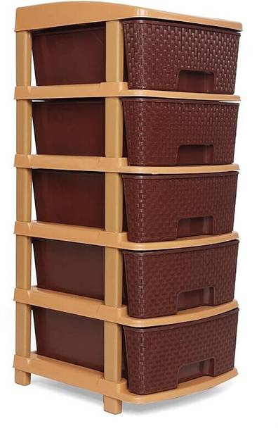 ASHLAS 5 Plastic Modular Drawer System for Home, Office, Hospital PP Collapsible Wardrobe