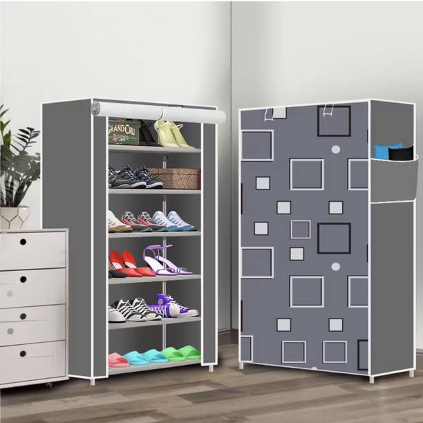 SHOEVAULT GREY 2NUMBER MODERNPRINT PVC Collapsible Wardrobe