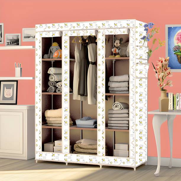 KushHome C2 Printed Wardrobe Carbon Steel Collapsible Wardrobe