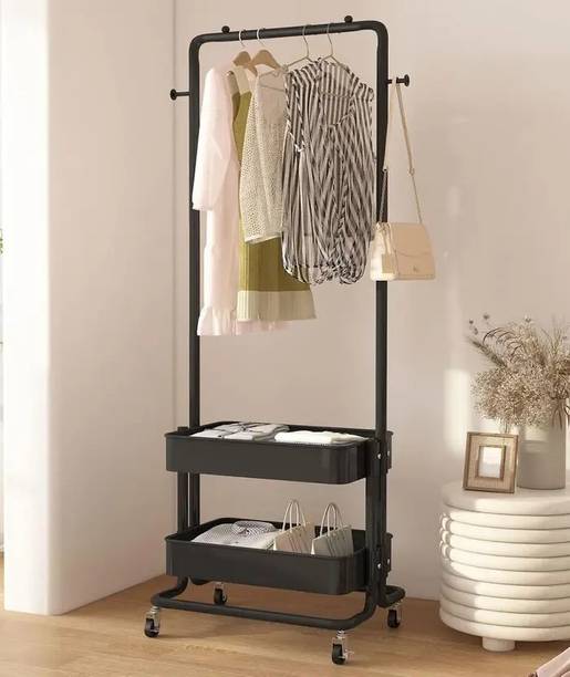 Keekos 2 Trey Open Coat clothes hanger stand PP PC Collapsible Wardrobe Carbon Steel Collapsible Wardrobe