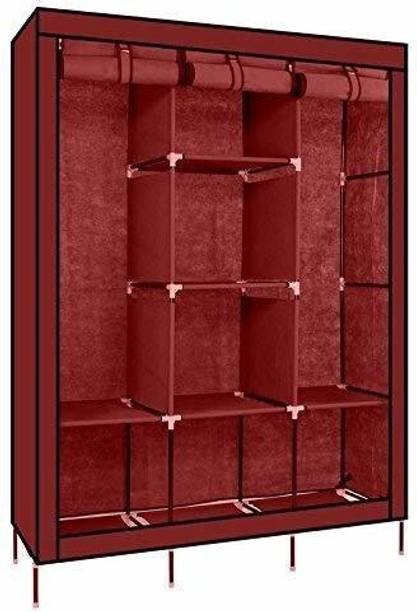 vipash Closet for Clothes Almira, 2 Hanging Space, 8 Shelves, 1 Side Pocket Carbon Steel Collapsible Wardrobe