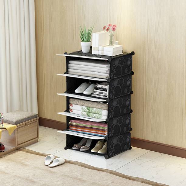 URBAN CHOICE 5L Shelf Plastic Cupboard Wardrobe Stand PP Collapsible Wardrobe