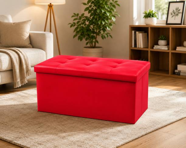 VK Finds Leatherette Standard Ottoman