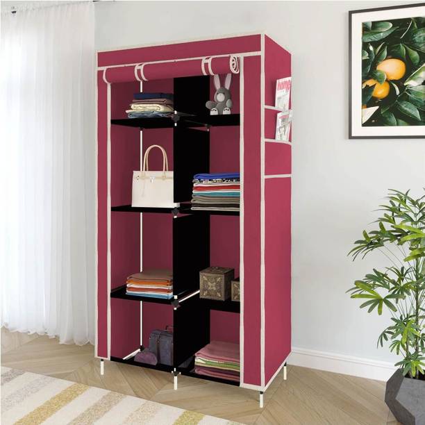 Continental Plastic Collapsible Wardrobe, 1 Hanging Space, 8 Shelves, 1 Side Pocket PP Collapsible Wardrobe
