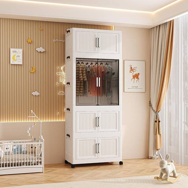 ZIVETY 4-Shelf almirah of clothes, cupboard clothes , plastic almirah, wardrobe plastic PP Collapsible Wardrobe