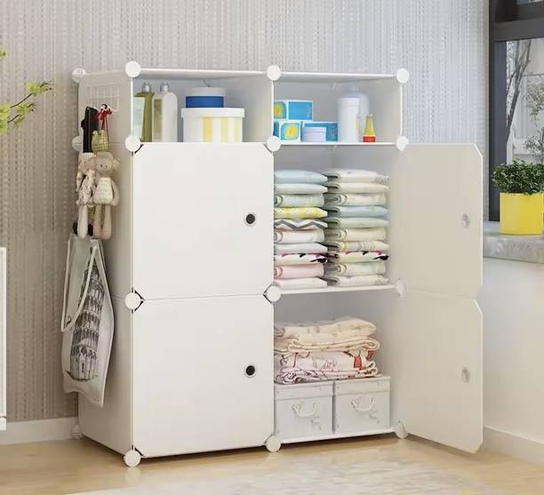 Sasimo 4-Door 6-Shelf Plastic kids Collapsible Cupboard PC Collapsible Wardrobe