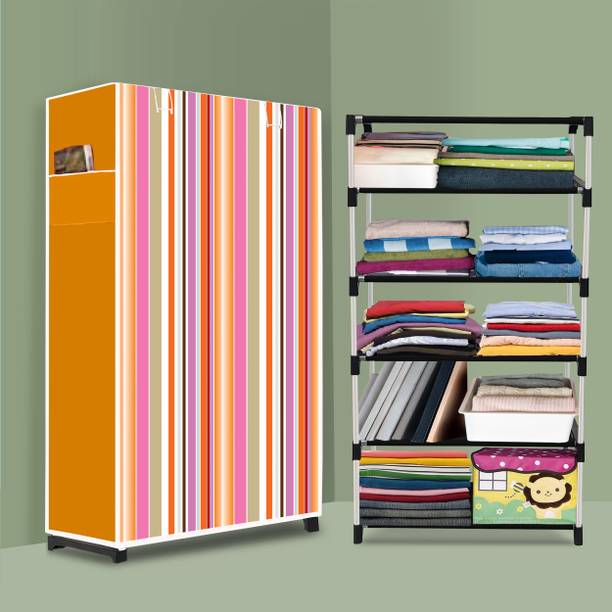 ASHLAS 5 Shelf Foldable Collapsible Wardrobe Storage Or...