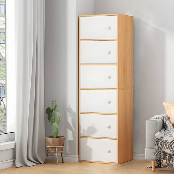 Sasimo 6 Layer Foldable Cabinet Engineered Wood Cupboard For Storage Modular Drawer Plastic Free Standing Cabinet