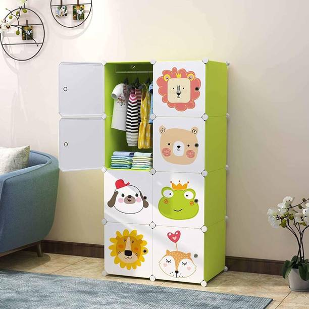 MEVIGO 8-Door 8-Shelf Plastic kids Collapsible Cupboard PC Collapsible Wardrobe