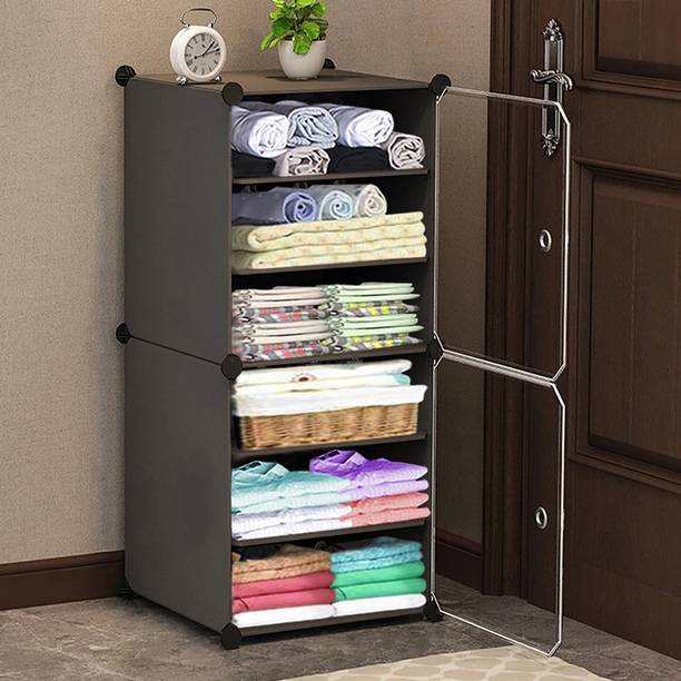 MEVIGO 2-Door 6-Shelf Plastic Collapsible Cupboard PC Collapsible Wardrobe