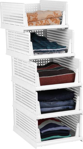 Umax Large Size 43 X 33 X 19cm Wardrobe Cloth Organizer for Storage (5 pcs) Plastic Free Standing Cabinet
