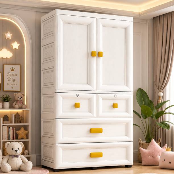 Sasimo 1-Wardrobe 2-Door 5-Shelf Plastic foldable Cupboard PC Collapsible Wardrobe