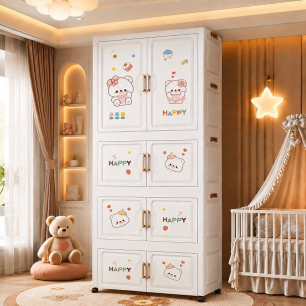 Sasimo 1-Wardrobe 8-Door 4-Shelf Plastic foldable Cupboard PC Collapsible Wardrobe