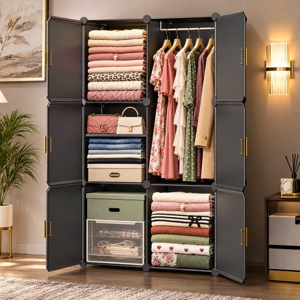 Sasimo 6-Door 6-Shelf Plastic kids Collapsible Cupboard PC Collapsible Wardrobe