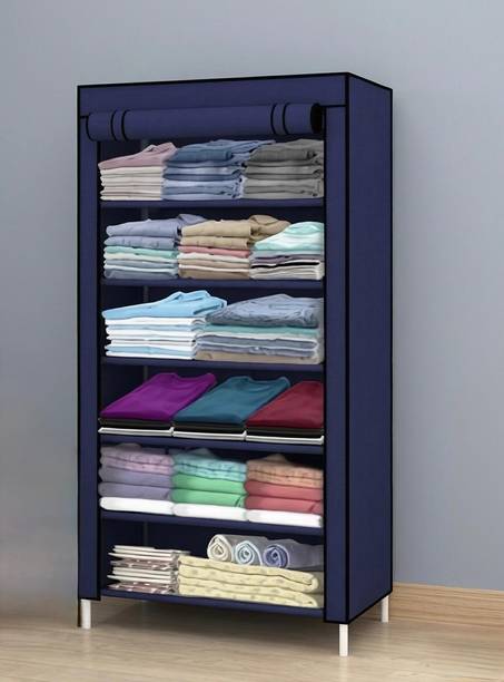 akstore blue Shoe Rack 6 Layer 0 PP Collapsible Wardrobe