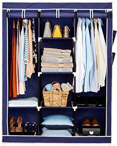 ZENVEXYO 88130 Micro Fiber metalic Carbon Steel Collapsible Wardrobe