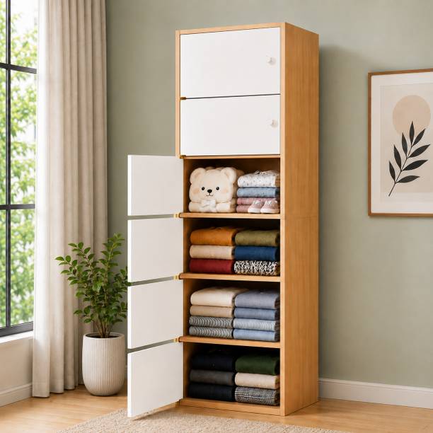 Sasimo 6-Door 6-Shelf Closet Engineered Wood Collapsible Cupboard PC Collapsible Wardrobe