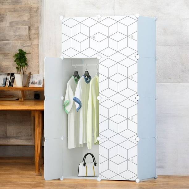 POOWEREST 8 Door 8 Shelf Plastic Metal Collapsible Wardrobe, Clothes, Shoes,etc. Organiser PVC Collapsible Wardrobe