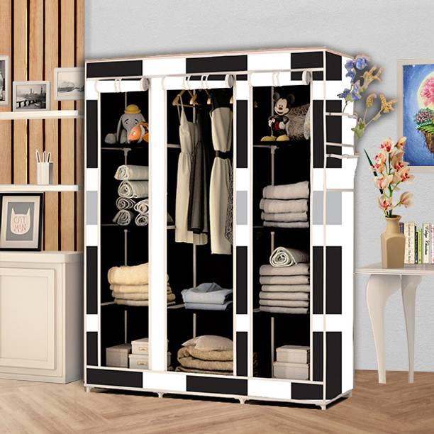 FurnishBite C2 Printed Wardrobe Carbon Steel Collapsible Wardrobe