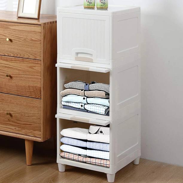 Sasimo 3-Door 3-Shelf Plastic foldable Cupboard PC Collapsible Wardrobe