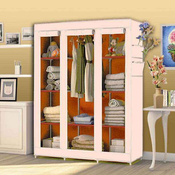 FurnishBite C2 Printed Wardrobe Carbon Steel Collapsible Wardrobe