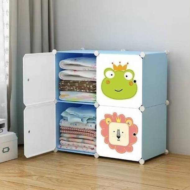 KriShyam ® 4 Cube Portable Closet Wardrobe Storage Organizer Cabinet for Books,Cloth,Toys PP Collapsible Wardrobe