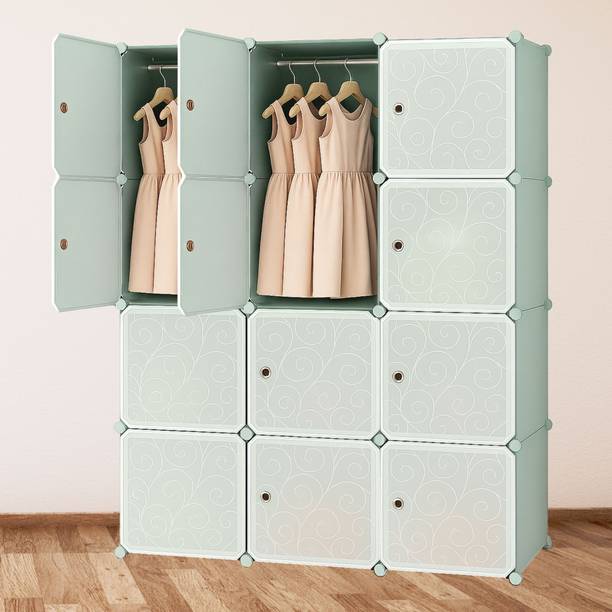 BIONworld Plastic Foldable Wardrobe for Kids | 12-Door 12-Shelf, Kids Almirah for Clothes PP Collapsible Wardrobe