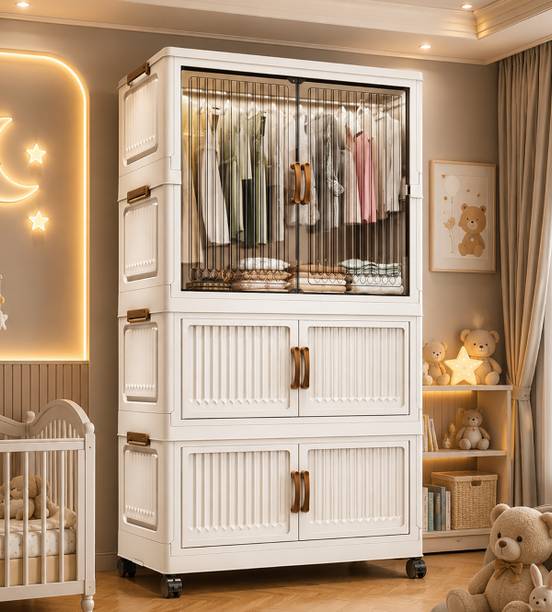 Sasimo 1-Wardrobe 3-Door 3-Shelf Plastic foldable Cupboard PC Collapsible Wardrobe
