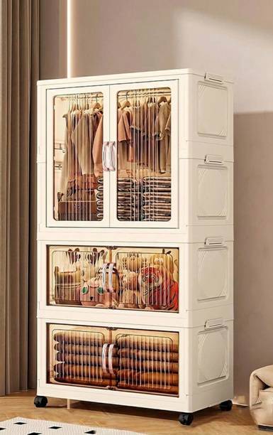 Evrum 6-Door 3-Shelf Plastic almirah for kids, almirah of clothes ,cupboard PC Collapsible Wardrobe