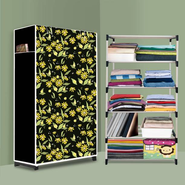 Scholars Bedroom – 5 Shelf Foldable Almirah, Portable Clothes Storage Rack for Home PP Collapsible Wardrobe