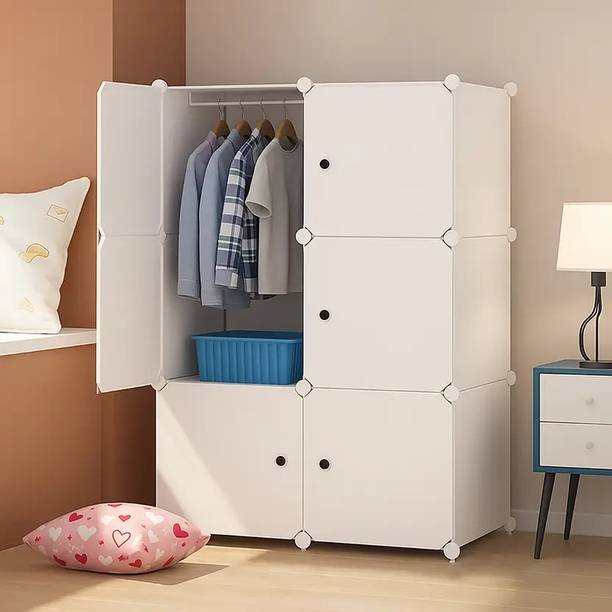 Keekos 6-Door 6-Shelf Plastic Collapsible Cupboard Wardrobe PP Collapsible Wardrobe PP Collapsible Wardrobe