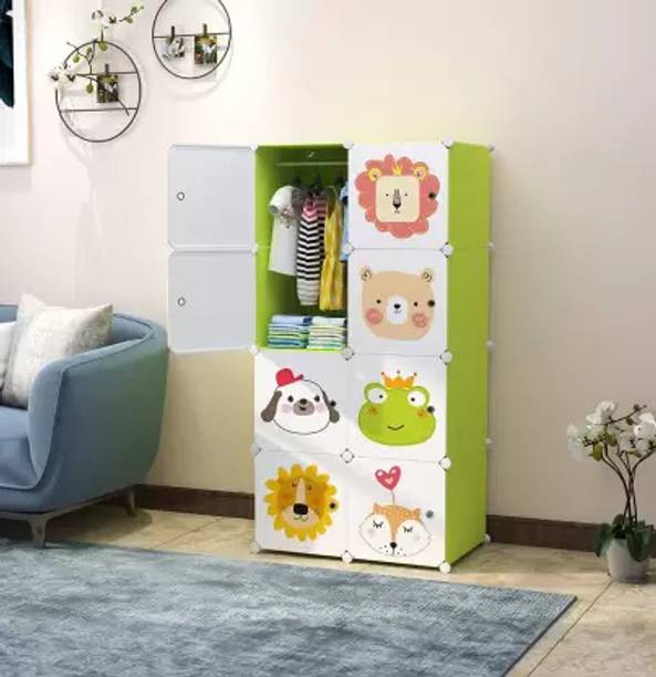 Vozica 1-Door 2-Shelf Plastic Collapsible Bed Side Rack DIY Shelf Cabinet Plastic PP Collapsible Wardrobe