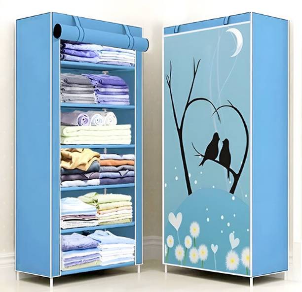 ZENVEXYO A6 Portable Fabric Storage Wardrobe, Multi-Shelf Clothes Organiser PP Collapsible Wardrobe