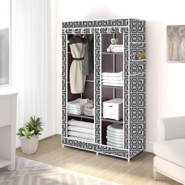 Zooper Premium 6 Shelf 2 Door Digital Print Carbon Steel Collapsible Wardrobe