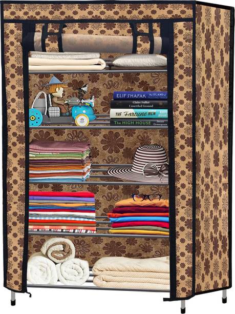 Rmerchants Stylish Metal Collapsible Wardrobe 5 Layer Durable Easy Install Carbon Steel Collapsible Wardrobe