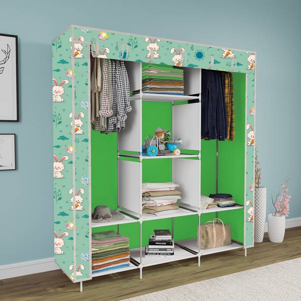 INSIDE STYLE 2 Door 6 Shelves Cloth Rack Carbon Steel Collapsible Wardrobe Carbon Steel Collapsible Wardrobe