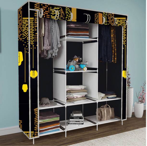 SHOEVAULT 8 Shelf Foldable Collapsible Wardrobe Storage Organizer Almirah Cloth Rack PP Collapsible Wardrobe