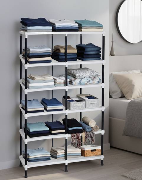 FurniGully 6 Layer Multiuse Wardrobe Storage Rack for Home |Durable & Portable Metal Pipe Carbon Steel Collapsible Wardrobe