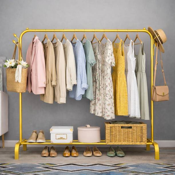 Sasimo 1 Door 2 Shelf Open Coat clothes hanger stand PP Carbon Steel Collapsible Wardrobe